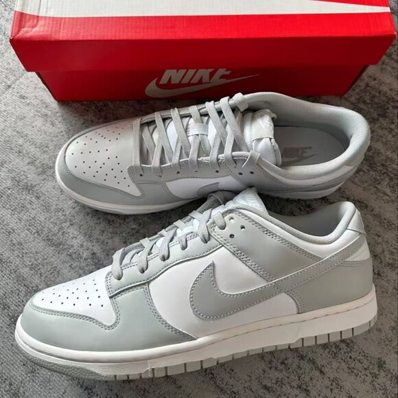 Nike Dunk Low Light Grey & White Sneakers - Classic Minimalist Design - Picture 5 of 5